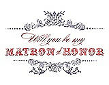 Front View Thumbnail - Wisteria & Perfect Coral Will You Be My Matron of Honor Card - Vintage