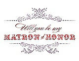Front View Thumbnail - Wood Violet & Perfect Coral Will You Be My Matron of Honor Card - Vintage