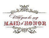 Front View Thumbnail - Antique Gold & Perfect Coral Will You Be My Maid of Honor Card - Vintage