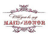 Front View Thumbnail - Berry Twist & Perfect Coral Will You Be My Maid of Honor Card - Vintage