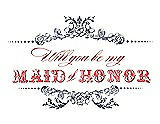 Front View Thumbnail - Blue Steel & Perfect Coral Will You Be My Maid of Honor Card - Vintage