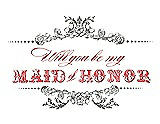 Front View Thumbnail - Charcoal Gray & Perfect Coral Will You Be My Maid of Honor Card - Vintage