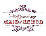 Front View Thumbnail - Cerise & Perfect Coral Will You Be My Maid of Honor Card - Vintage