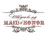 Front View Thumbnail - Cinnamon & Perfect Coral Will You Be My Maid of Honor Card - Vintage
