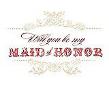 Front View Thumbnail - Corn Silk & Perfect Coral Will You Be My Maid of Honor Card - Vintage