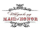 Front View Thumbnail - Graphite & Perfect Coral Will You Be My Maid of Honor Card - Vintage