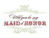 Front View Thumbnail - Honey Dew & Perfect Coral Will You Be My Maid of Honor Card - Vintage