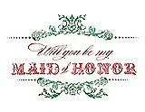 Front View Thumbnail - Juniper & Perfect Coral Will You Be My Maid of Honor Card - Vintage
