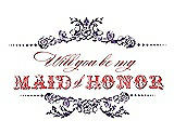 Front View Thumbnail - Majestic & Perfect Coral Will You Be My Maid of Honor Card - Vintage