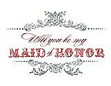 Front View Thumbnail - Mystic & Perfect Coral Will You Be My Maid of Honor Card - Vintage