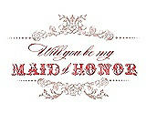 Front View Thumbnail - Pearl Pink & Perfect Coral Will You Be My Maid of Honor Card - Vintage