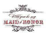 Front View Thumbnail - Plum Raisin & Perfect Coral Will You Be My Maid of Honor Card - Vintage
