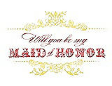 Front View Thumbnail - Snapdragon & Perfect Coral Will You Be My Maid of Honor Card - Vintage