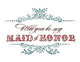 Front View Thumbnail - Seaside & Perfect Coral Will You Be My Maid of Honor Card - Vintage
