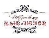 Front View Thumbnail - Violet & Perfect Coral Will You Be My Maid of Honor Card - Vintage