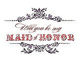 Front View Thumbnail - African Violet & Perfect Coral Will You Be My Maid of Honor Card - Vintage