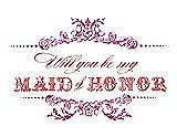 Front View Thumbnail - American Beauty & Perfect Coral Will You Be My Maid of Honor Card - Vintage