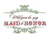 Front View Thumbnail - Apple Slice & Perfect Coral Will You Be My Maid of Honor Card - Vintage