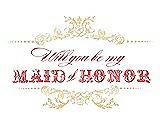 Front View Thumbnail - Buttercup & Perfect Coral Will You Be My Maid of Honor Card - Vintage