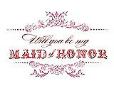 Front View Thumbnail - Begonia & Perfect Coral Will You Be My Maid of Honor Card - Vintage
