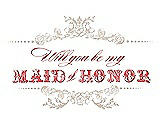 Front View Thumbnail - Cameo & Perfect Coral Will You Be My Maid of Honor Card - Vintage