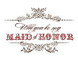 Front View Thumbnail - Cappuccino & Perfect Coral Will You Be My Maid of Honor Card - Vintage