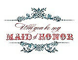Front View Thumbnail - Caspian & Perfect Coral Will You Be My Maid of Honor Card - Vintage