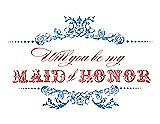 Front View Thumbnail - Cornflower & Perfect Coral Will You Be My Maid of Honor Card - Vintage