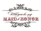 Front View Thumbnail - Chocolate & Perfect Coral Will You Be My Maid of Honor Card - Vintage
