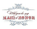 Front View Thumbnail - Cloudy & Perfect Coral Will You Be My Maid of Honor Card - Vintage