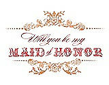 Front View Thumbnail - Clementine & Perfect Coral Will You Be My Maid of Honor Card - Vintage