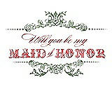 Front View Thumbnail - Clover & Perfect Coral Will You Be My Maid of Honor Card - Vintage