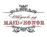 Front View Thumbnail - Concord & Perfect Coral Will You Be My Maid of Honor Card - Vintage