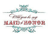 Front View Thumbnail - Capri & Perfect Coral Will You Be My Maid of Honor Card - Vintage