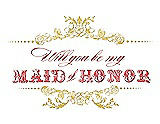 Front View Thumbnail - Daffodil & Perfect Coral Will You Be My Maid of Honor Card - Vintage