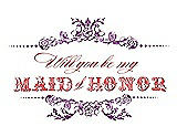 Front View Thumbnail - Dahlia & Perfect Coral Will You Be My Maid of Honor Card - Vintage