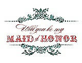 Front View Thumbnail - Emerald & Perfect Coral Will You Be My Maid of Honor Card - Vintage