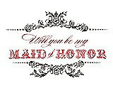 Front View Thumbnail - Espresso & Perfect Coral Will You Be My Maid of Honor Card - Vintage