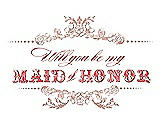 Front View Thumbnail - Fresco & Perfect Coral Will You Be My Maid of Honor Card - Vintage