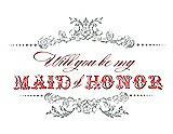 Front View Thumbnail - Frost & Perfect Coral Will You Be My Maid of Honor Card - Vintage