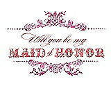 Front View Thumbnail - Fuchsia & Perfect Coral Will You Be My Maid of Honor Card - Vintage