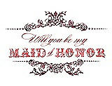 Front View Thumbnail - Garnet & Perfect Coral Will You Be My Maid of Honor Card - Vintage