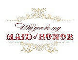 Front View Thumbnail - Ice Yellow & Perfect Coral Will You Be My Maid of Honor Card - Vintage