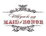 Front View Thumbnail - Italian Plum & Perfect Coral Will You Be My Maid of Honor Card - Vintage