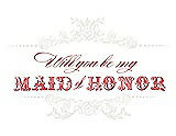 Front View Thumbnail - Ivory & Perfect Coral Will You Be My Maid of Honor Card - Vintage