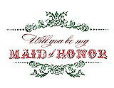 Front View Thumbnail - Ivy & Perfect Coral Will You Be My Maid of Honor Card - Vintage