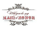 Front View Thumbnail - Latte & Perfect Coral Will You Be My Maid of Honor Card - Vintage