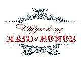 Front View Thumbnail - Marine & Perfect Coral Will You Be My Maid of Honor Card - Vintage