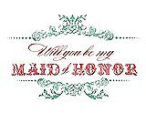 Front View Thumbnail - Meadow & Perfect Coral Will You Be My Maid of Honor Card - Vintage