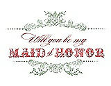 Front View Thumbnail - Mermaid & Perfect Coral Will You Be My Maid of Honor Card - Vintage